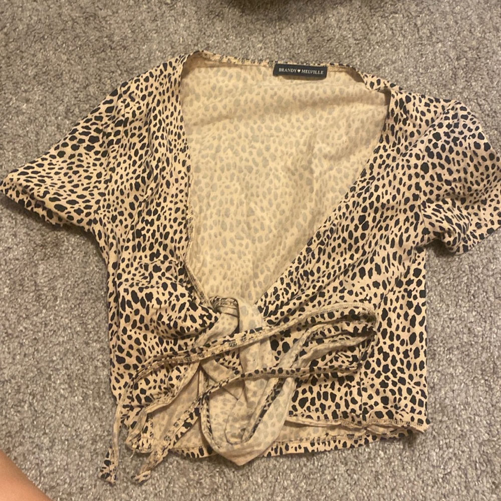 Cheetah brandy Melville wrap top